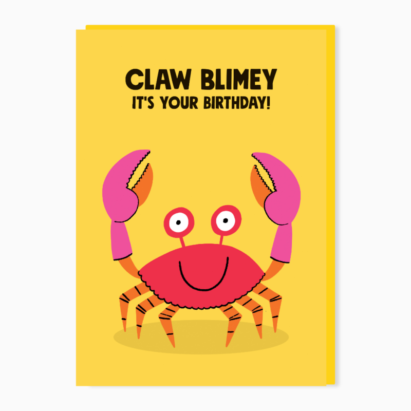 Claw blimey Crab Birthday Card | Funny animal greeting card