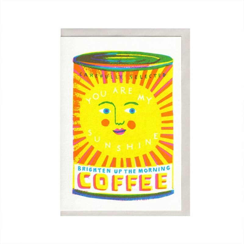 "You Are My Sunshine", risograph art card