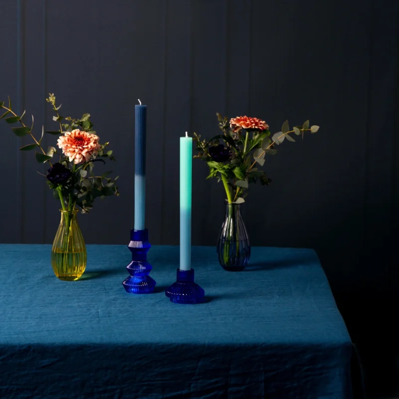 Blue Glass Candle Holder